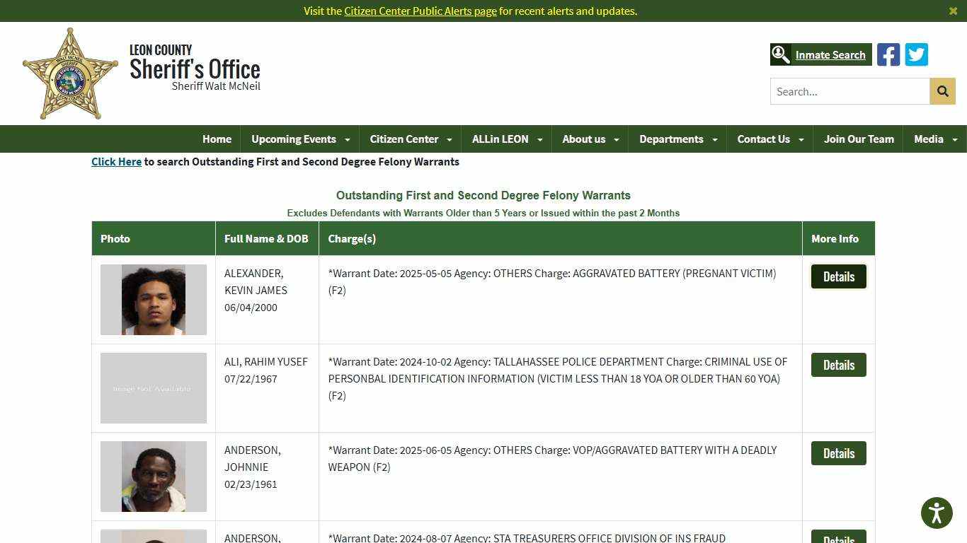 Leon County Sheriff's Office > Departments > Judicial Services > Warrant Search