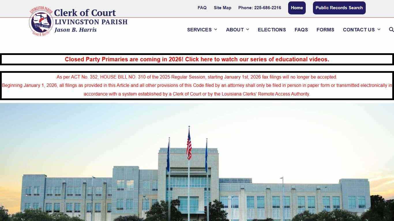 Livingston Parish Clerk of Court - Jason B. Harris